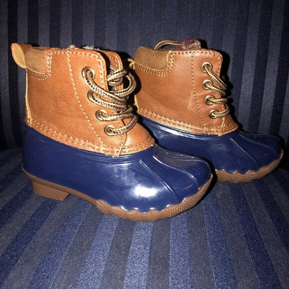 Yokids Other - Yo Kids Duck Boot “Gavin” Snow Rain Size:5 ~ Blue Rubber Brown Flannel Lining